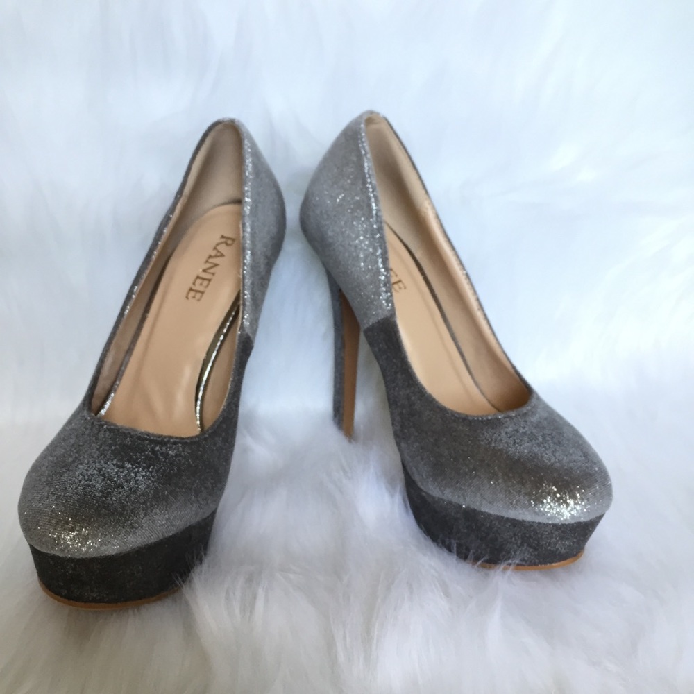 RANEE SHIMMERY SILVER STILETTO PUMPS